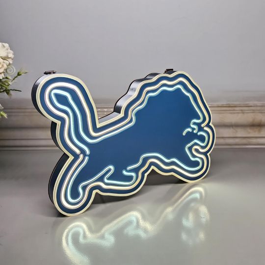 Detroit Lions Neon Sign - Football Team Decor, Man Cave Wall Art, Gift for Him, Father's Day
