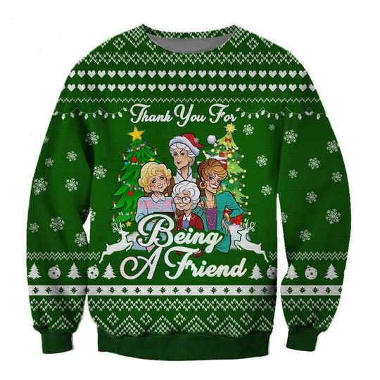 Discover Thank You For Being Friend 3D Ugly Christmas Sweater, Stay Golden Knit Sweater