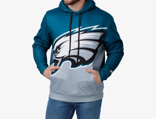 Philadelphia football Colorblock Cropped Big Logo Hoodie