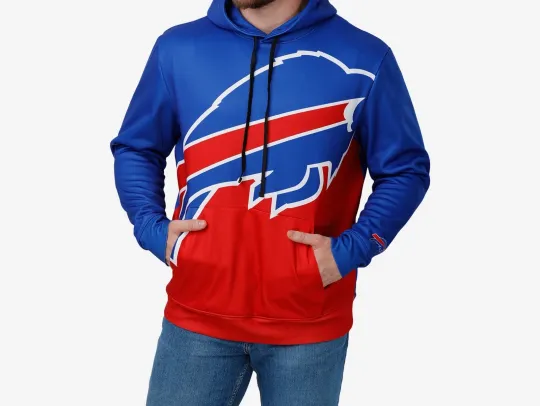 Discover Buffalo football Colorblock Cropped Big Logo Hoodie