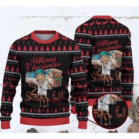 Merry Christmas Shitters Full 3D Ugly Sweater, Griswold Shitters Christmas Knit Sweater