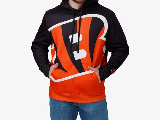 Discover Cincinnati football Colorblock Cropped Big Logo Hoodie