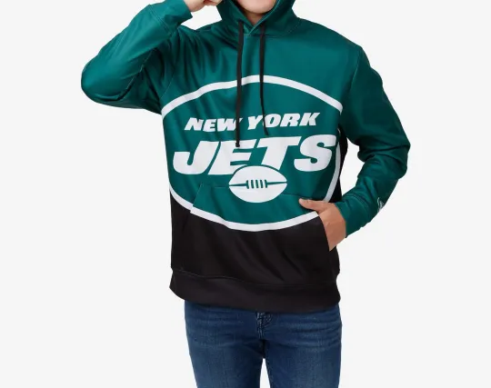 Discover New York football Colorblock Cropped Big Logo Hoodie