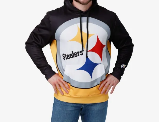 Discover Pittsburgh football Colorblock Cropped Big Logo Hoodie