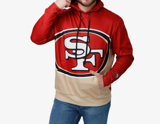 San Francisco football Colorblock Cropped Big Logo Hoodie