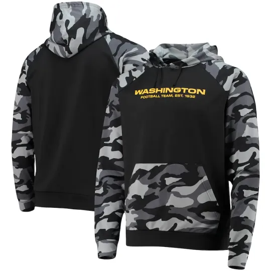 Washington Football Team football Camo Raglan Pullover Hoodie Black