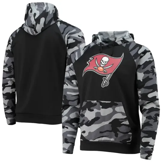 Tampa Bay football Camo Raglan Pullover Hoodie Black
