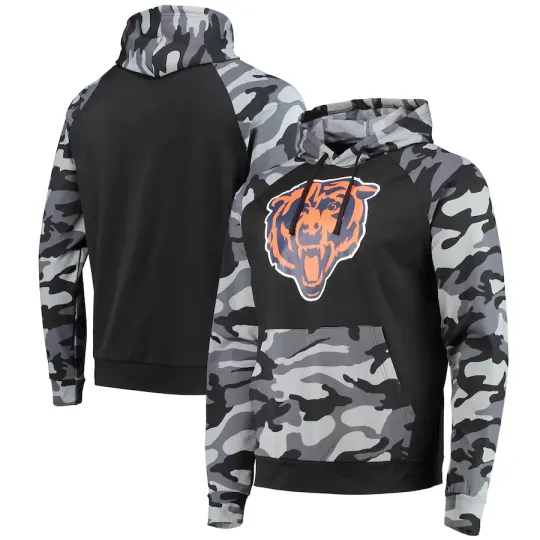 Chicago football Camo Raglan Pullover Hoodie Black