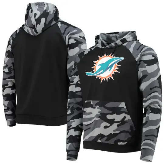 Miami football Camo Raglan Pullover Hoodie Black