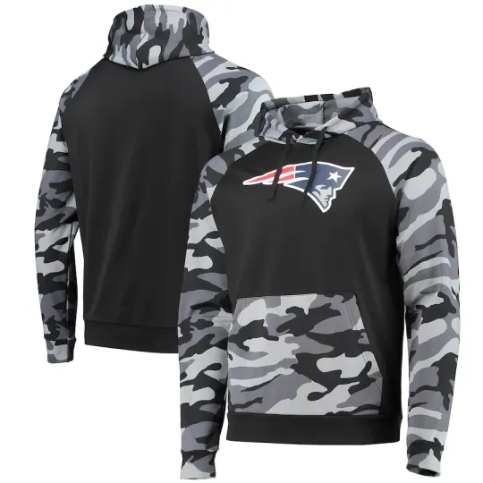 Discover New England football Camo Raglan Pullover Hoodie Black