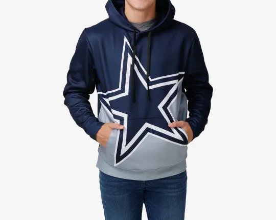 Discover Dallas football Colorblock Cropped Big Logo Hoodie