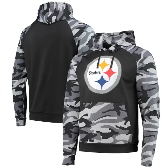 Pittsburgh football Camo Raglan Pullover Hoodie Black