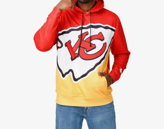 Discover Kansas City football Colorblock Cropped Big Logo Hoodie