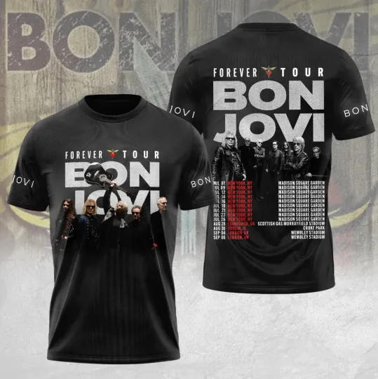 Discover Bon Jovi Forever Tour 2026 3D T-Shirt