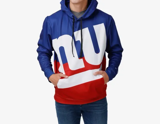 Discover New York football Colorblock Cropped Big Logo Hoodie