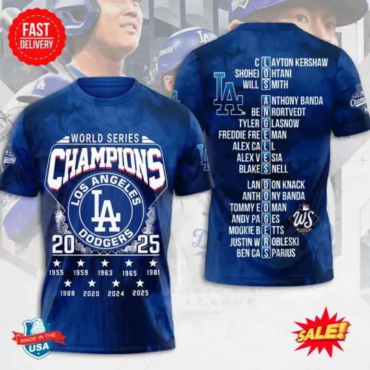 Discover Los Angeles Dodger World Series 2025 3D Tee