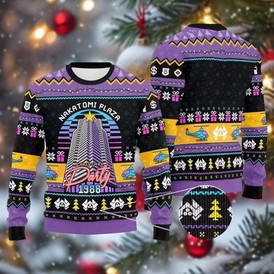 Discover Nakatomi Plaza Purple Ugly Christmas Sweater, Party 1988 Xmas Sweatshirt, Die Hard Movie Sweater For Men Women, Christmas Party Ideas