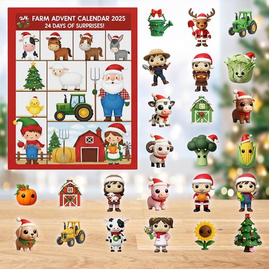 Discover Farmhouse Christmas Advent Calendar 2025, Cute Cow Pig Sheep Figurines, Holiday Countryside Decor Gift