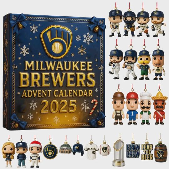 Discover Milwaukee Brewers Advent Calendar 2025 | Brew Crew Fear The Beer MLB Ornament Set | Christmas Countdown Gift for Brewers Fans