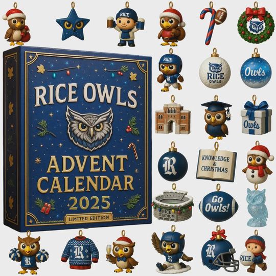 Discover Rice Owls Advent Calendar 2025, Go Owls Football Merch, Knowledge & Christmas Ornament Set, Gift for Alumni Student