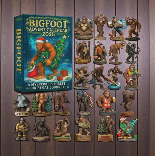 Discover Bigfoot Advent Calendar 2025, Reusable Acrylic Sasquatch Christmas Decor