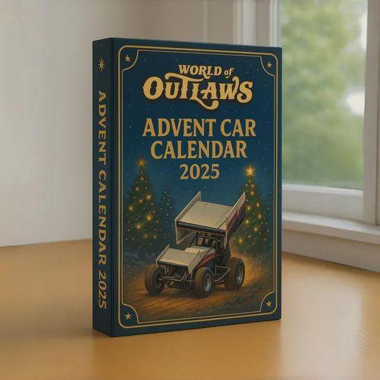 Discover World of Outlaws Advent Calendar 2025 | Sprint Car Helmet & Engine Ornament Set | Unique Racing Gift for World of Outlaws Fans