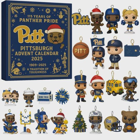 Discover Pittsburgh Panthers Advent Calendar 2025, Pitt Panther Pride NCAA Merch, Heinz Field Ornament Set, Christmas Gift for Dad
