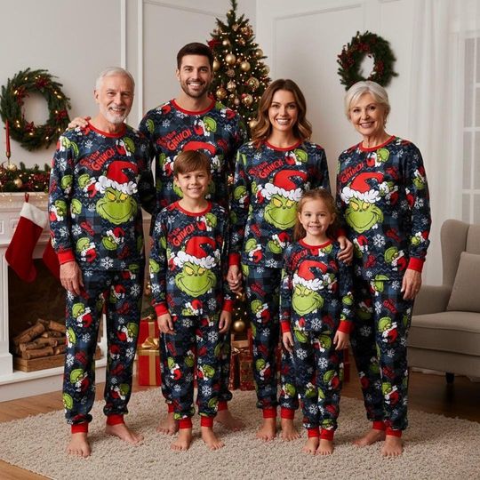 Discover Personalized Grin Pajamas Set, Pajamas Family Set, funny character Outfit Pajamas, Gift For Family, Matching Family Pajamas, Pijamas Set