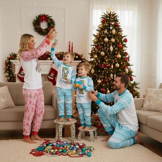 Personalized Merry Grin Pajamas Set, Pajamas Family Set, funny character Outfit Pajamas, Gift For Family, Matching Family Pajamas, Pijamas Set