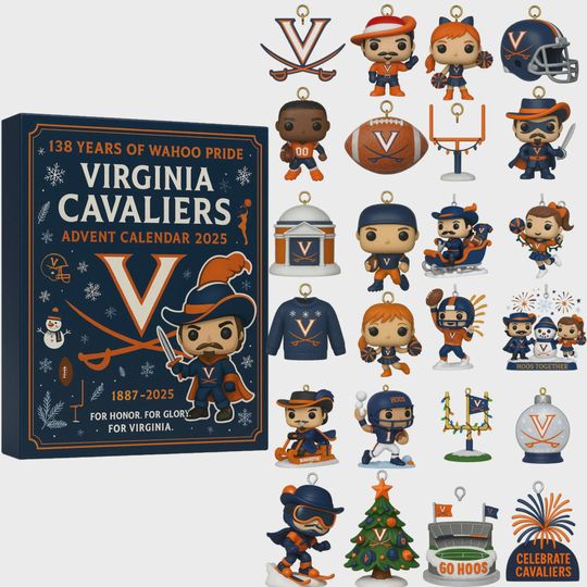 Discover Virginia Cavaliers Advent Calendar 2025, Wahoo Pride NCAA Merch, Hoo Together Ornament Set, Christmas Gift for Alumni
