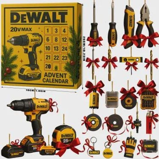 Discover Dewalt 20V MAX Advent Calendar 2025 | 24 Days of Drill & Power Tool Ornaments | Unique Christmas Gift for Builders and Mechanics