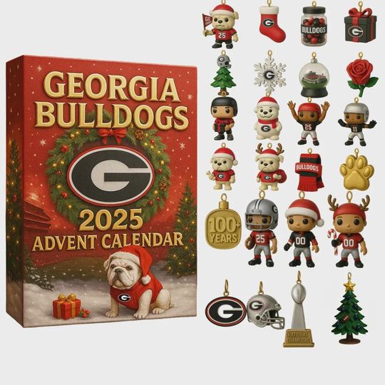 GA bulldogs Advent Calendar 2025 | 100 Years of Bulldogs Football Ornament Set | Christmas Countdown Gift for UGA Alumni and Fans