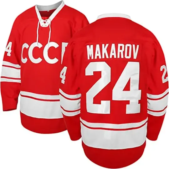 Discover 1980 USSR CCCP Russian  Sergei Makarov Jersey Red Ice Hockey Jersey 20 Vladislav Tretiak Jersey Sweater Stitched Letters Numbers
