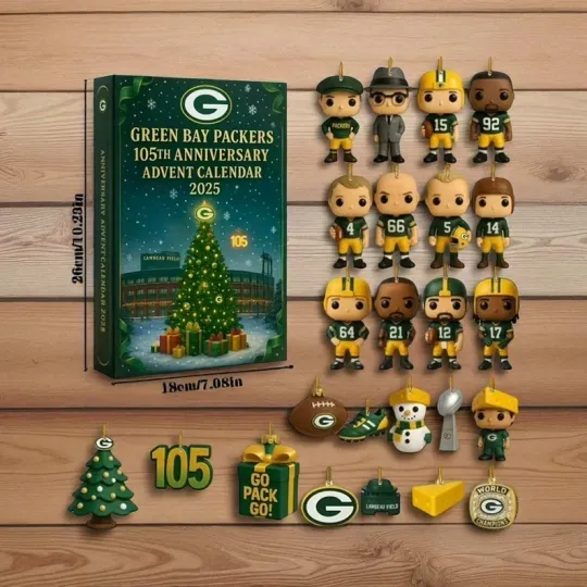 Green Bay Packers 105th Anniversary Advent Calendar 24 Acrylic Ornaments
