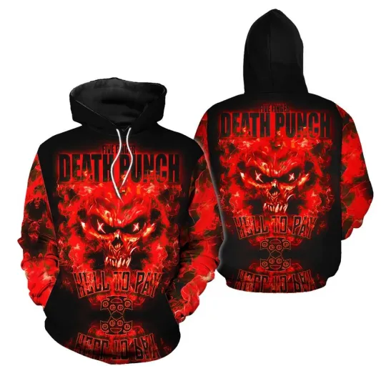 Five Finger Death Punch Fire Skull Heavy Metal Band All Over Print Hoodie 3D