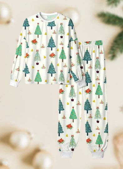 Discover Christmas Tree Long Sleeve Pajamas Set, Festive Christmas Pajamas Family, Holiday Matching Pajamas, Cozy Winter Gift