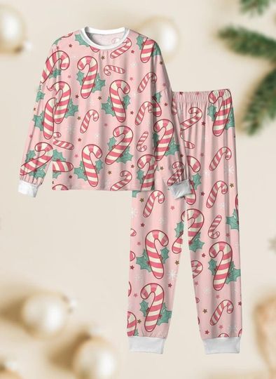 Discover Candy Cane Long Sleeve Pajamas Set, Festive Christmas Pajamas Family, Holiday Matching Pajamas, Xmas Family Gift