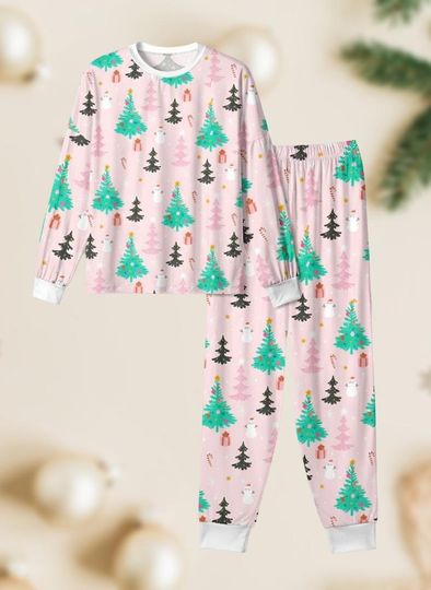Discover Christmas Tree Long Sleeve Pajamas Set, Holiday Christmas Pajamas Family, Festive Matching Pajamas, Cozy Xmas Gift
