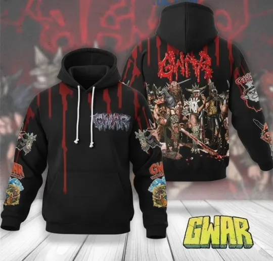 Discover Gwar band Hoodie AOP 3D Size S-5XL Gifl For Fan Black