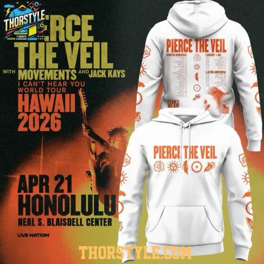 Pierce The Veil I Cant Hear You World Tour Hawaii 2026 3D Hoodie