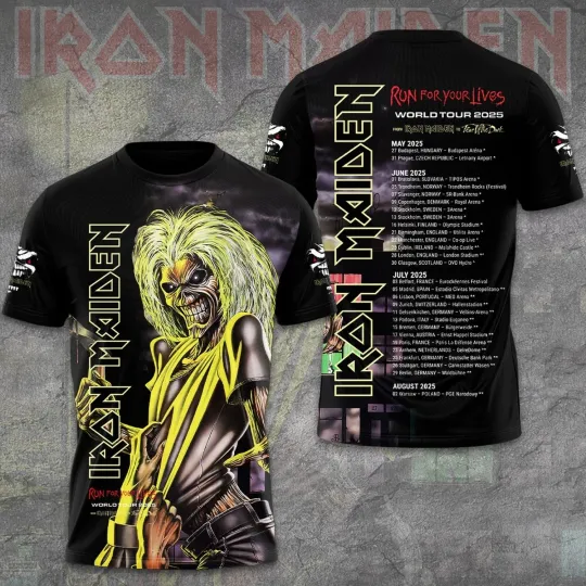 Iron Maiden Inspired Run For Your Lives 2025 Tour 3D T-Shirt
