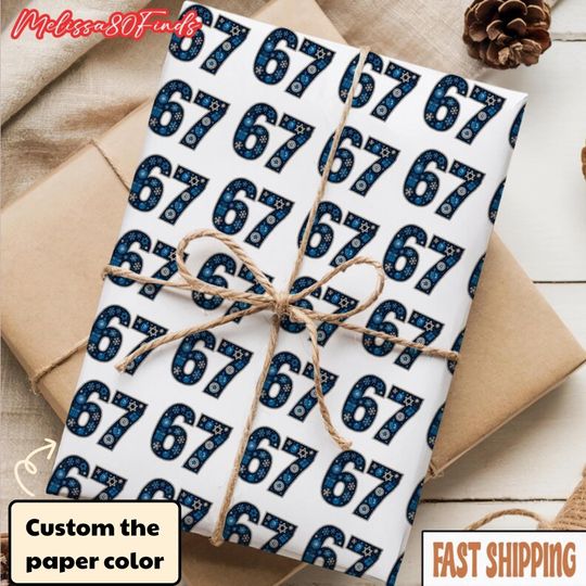 Six Seven Christmas Hanukkah Wrapping Paper, Funny Wrapping Paper, 67 Meme Christmas Gift Wrap, Holiday Gift, Gift for Kid