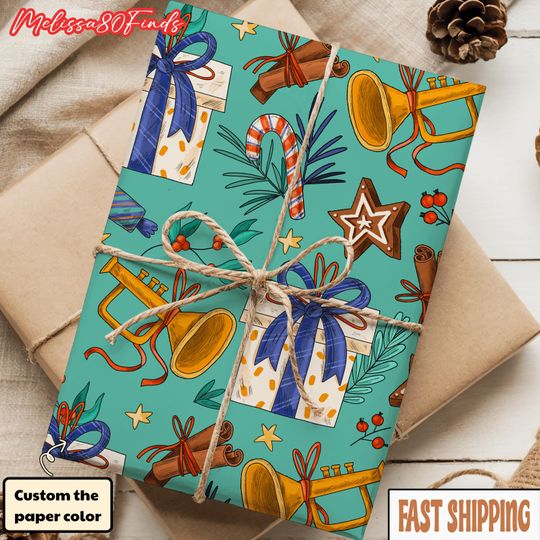 Discover Teal Musical Christmas Wrapping Paper