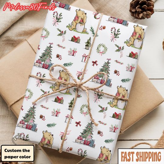 Discover Winnie the Pooh Christmas Wrapping Paper, Festive Holiday Gift Wrap, Christmas Gift Wrapping