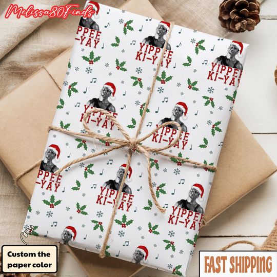 Die Hard Christmas Wrapping Paper, Yippee Ki Yay Holiday Gift Wrap Roll, Retro 80s Movie-Inspired Xmas Paper, Gift for Him