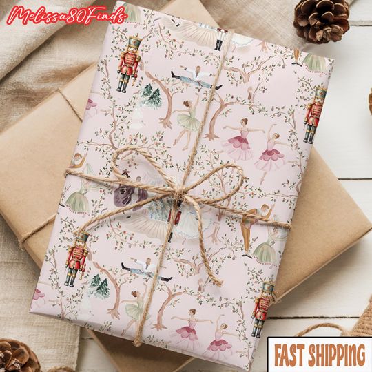 Nutcracker Toile Christmas Wrapping Paper, Multicolor Holiday Gift Wrap, MaximalistGift Wrap, Festive Xmas Present Wrap