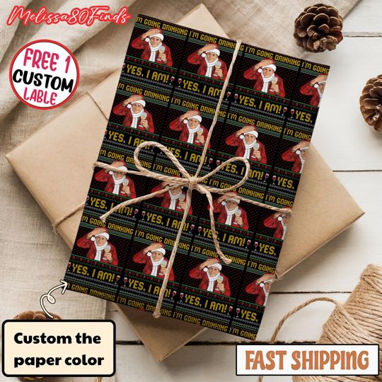 Discover I'm Going Drinking Christmas Monster Wrapping Paper, Ed Gein Story, Kids Funny Holiday Gift Wrap