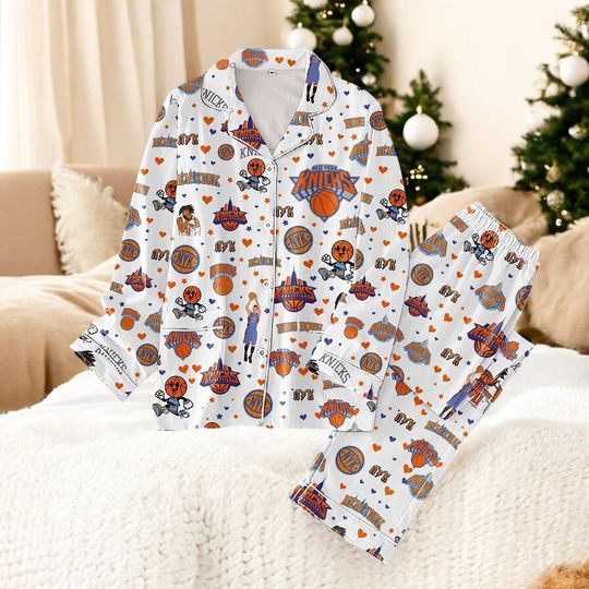 Blue Orange Basketball Fan Pajamas Set  Sporty Unisex Sleepwear 2025