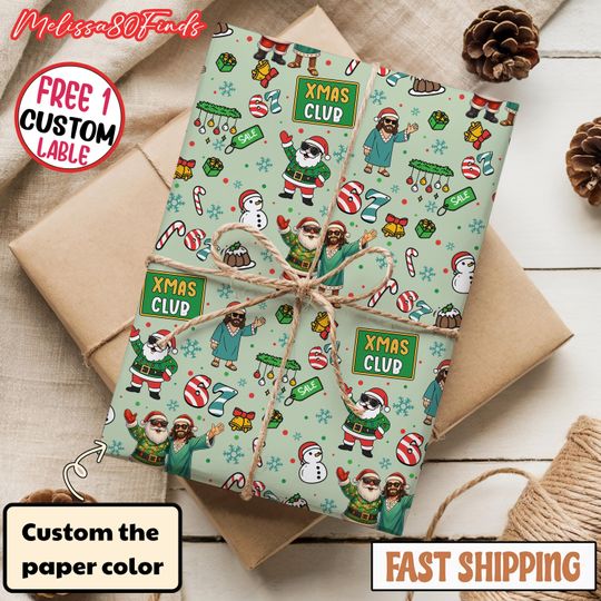 Discover Six Seven Santa And Jesus Wrapping Paper, Funny 6 7 Christmas Gift Wrapping, Festive Wrapping Paper, Seasonal Gift Wrap, Eco-friendly Wrap