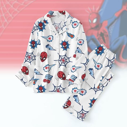 Discover Spider Man Cartoon Pajamas Set, Superhero Family Matching Loungewear, Disney Movie Sleepwear For Kids, Cozy Kids Pajamas Set